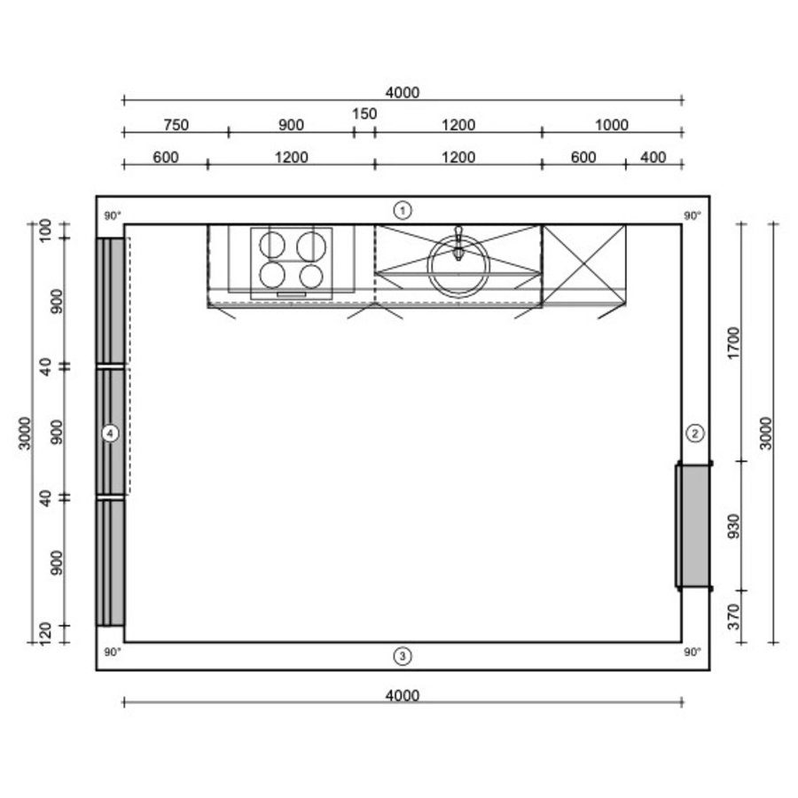 Turin Tijm Rechte Keuken Zwart