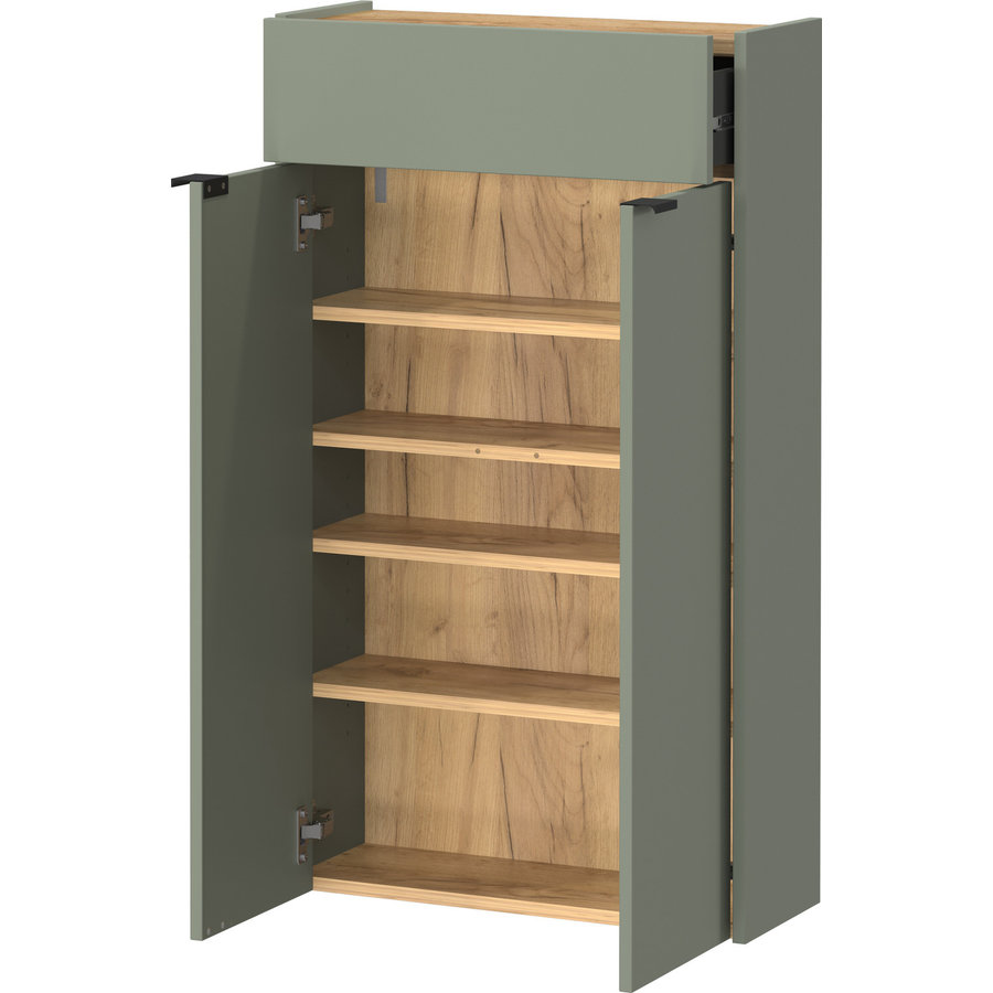Ameca Taupe Groen / Eiken Schoenenkast Hoog Ameca Taupe Groen / Eiken Schoenenkast Hoog