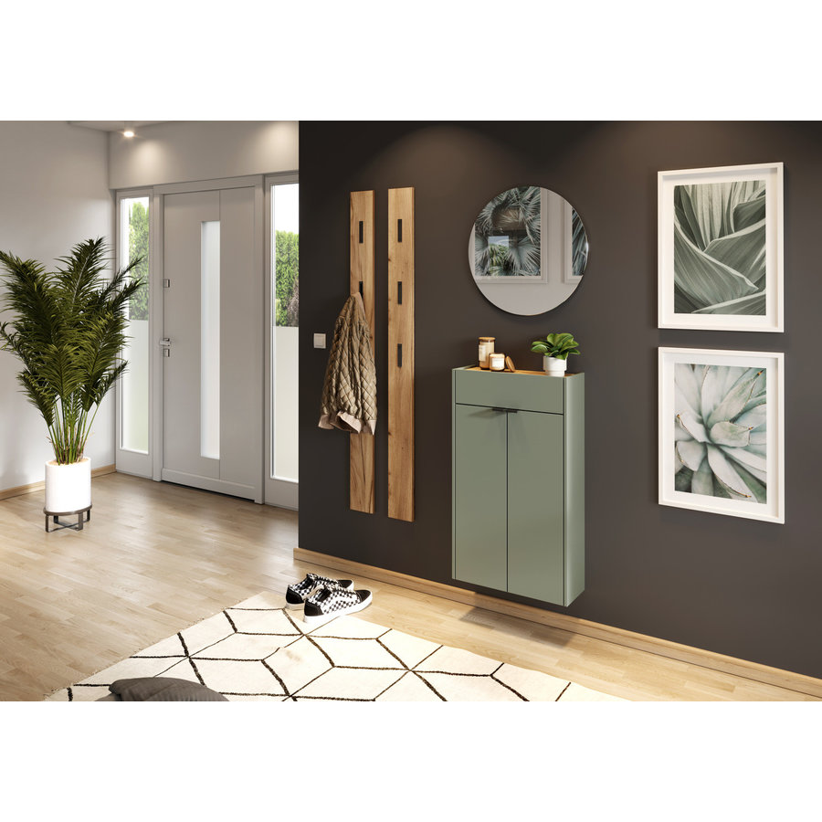 Ameca Taupe Groen / Eiken Schoenenkast Hoog Ameca Taupe Groen / Eiken Schoenenkast Hoog