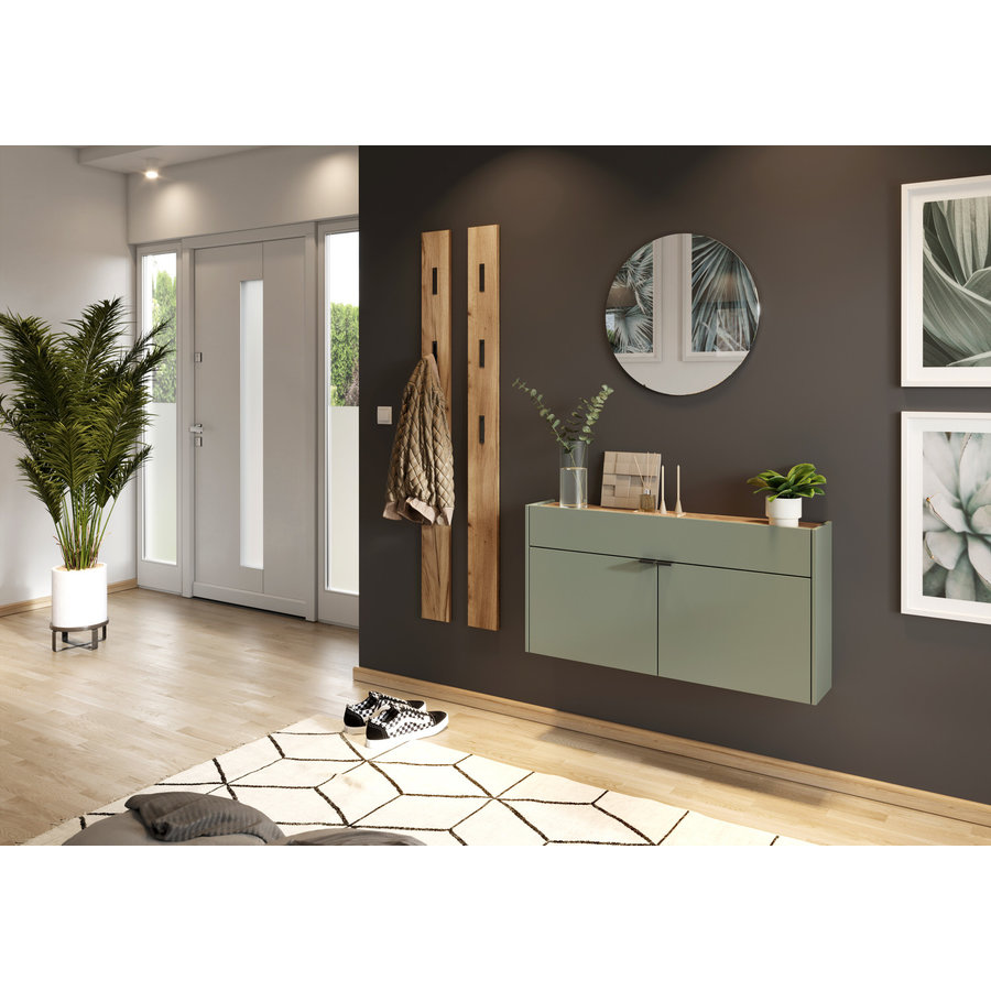 Ameca Taupe Groen / Eiken Schoenenkast Laag Ameca Taupe Groen / Eiken Schoenenkast Laag