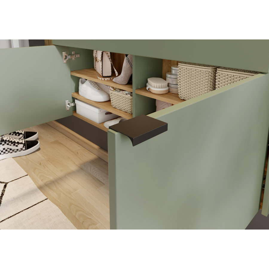 Ameca Taupe Groen / Eiken Schoenenkast Laag Ameca Taupe Groen / Eiken Schoenenkast Laag