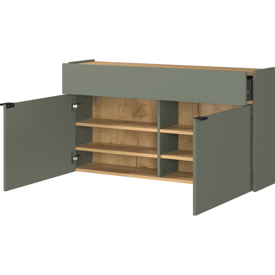 Ameca Taupe Groen / Eiken Schoenenkast Laag Ameca Taupe Groen / Eiken Schoenenkast Laag