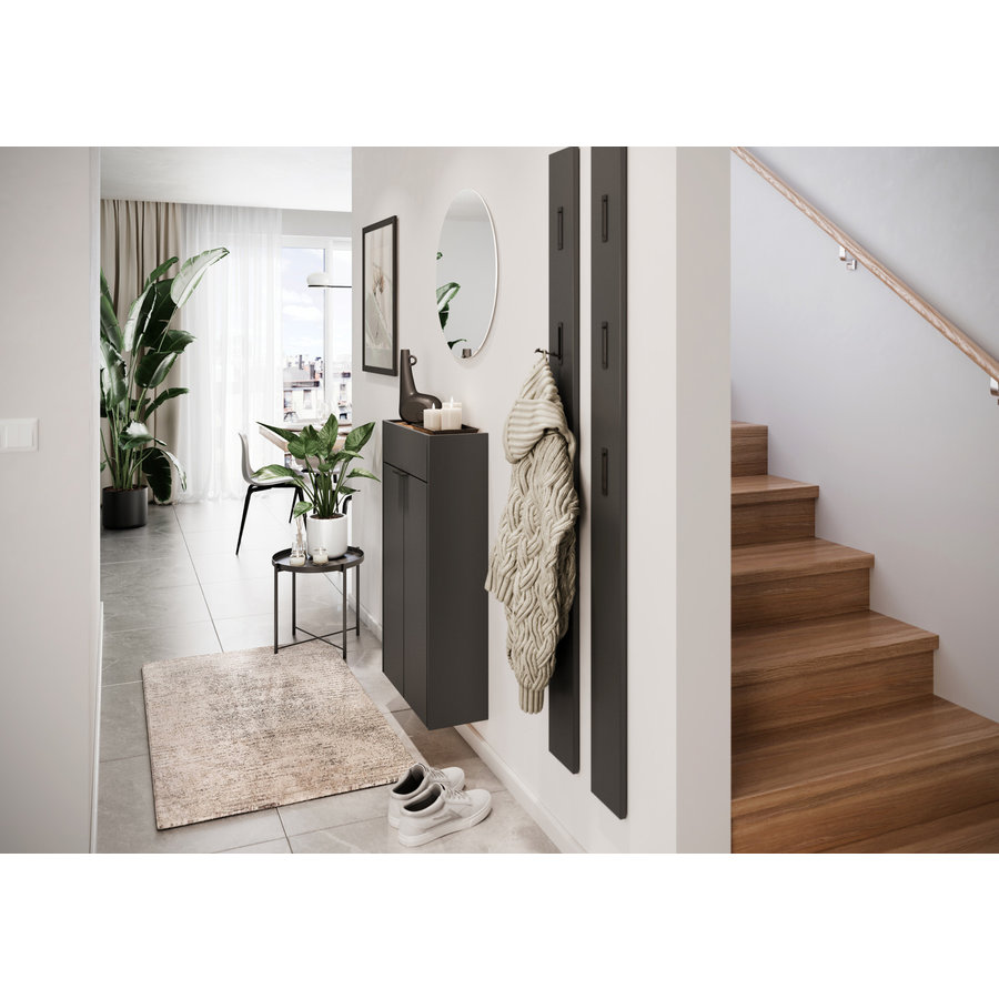 Ameca Grafiet / Eiken Schoenenkast Hoog