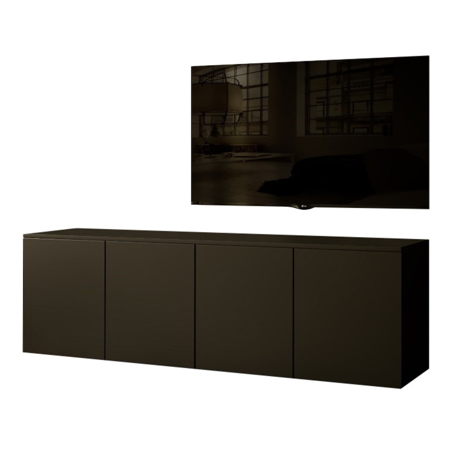 Neve Turin 160 cm Zwevend Dressoir Zwart Neve Turin 160 cm Zwevend Dressoir Zwart