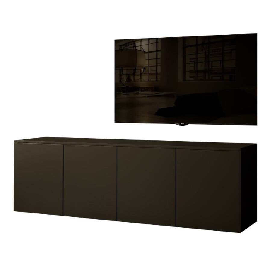 Neve Turin 180 cm Zwevend Dressoir Zwart Neve Turin 180 cm Zwevend Dressoir Zwart