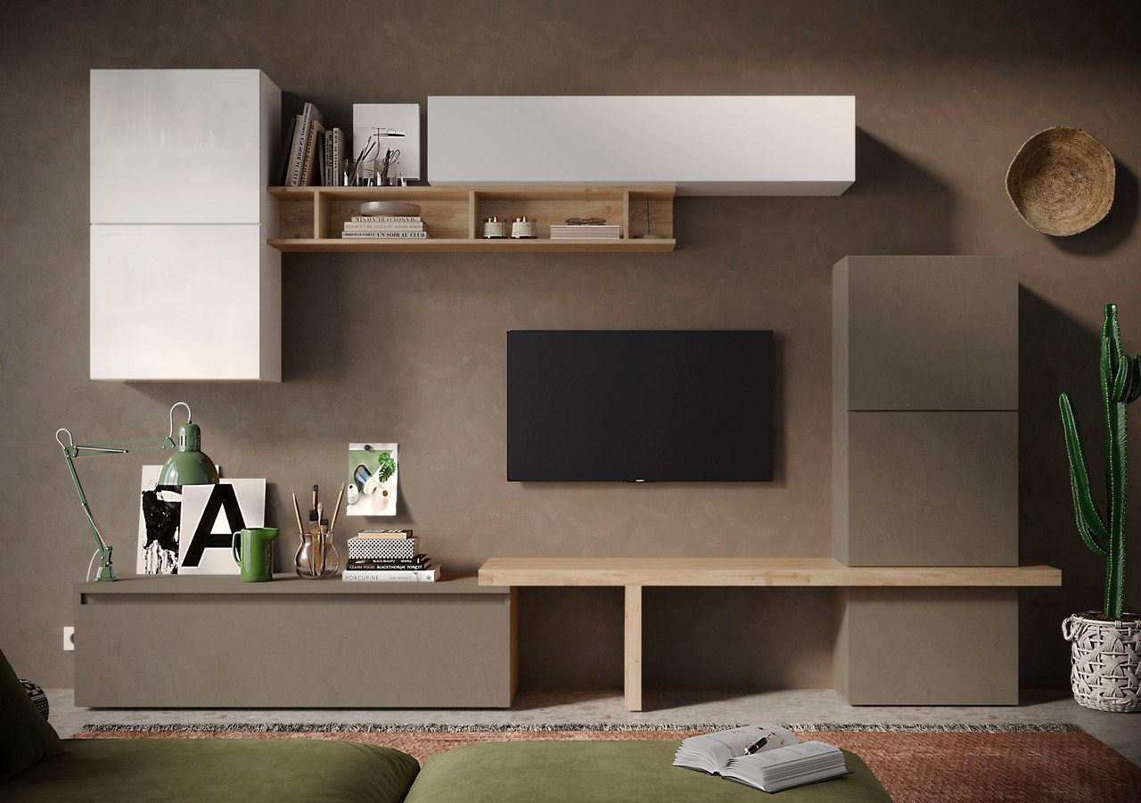 Benvenuto Design Infinity 2.0 Brons / Kadiz / Hoogglans Wit TV Meubel Set 19