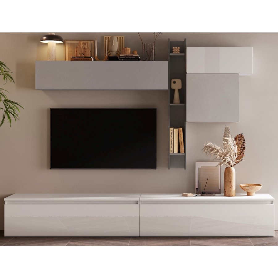 Infinity 2.0 Gesso/Ardesia/HG Wit TV Meubel Set 29 Infinity 2.0 Gesso/Ardesia/HG Wit TV Meubel Set 29