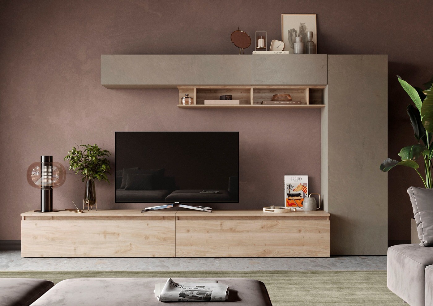 Benvenuto Design Infinity 2.0 Argilla Grijs / Kadiz TV Meubel Set 31