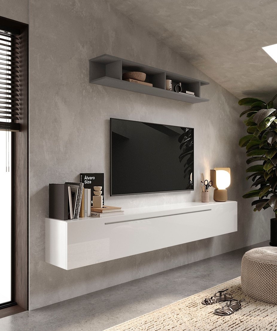 Benvenuto Design Infinity 2.0 Ardesia / Hoogglans Wit TV Meubel Set 48