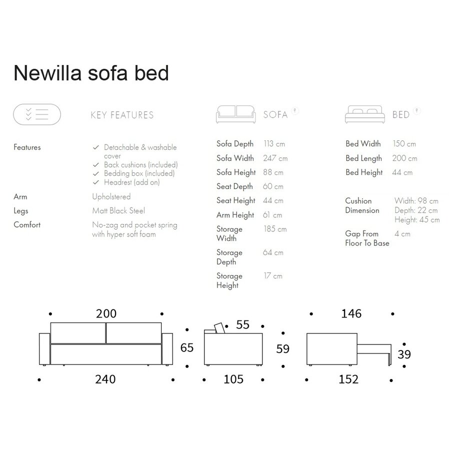 Newilla Ivory Corduroy Slaapbank met Opbergruimte Newilla Ivory Corduroy Slaapbank met Opbergruimte