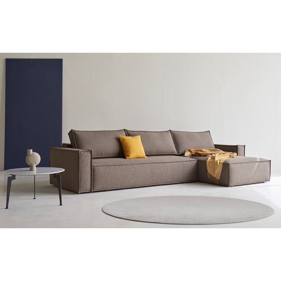 Newilla Taupe Bouclé Slaapbank met Chaise Longue Newilla Taupe Bouclé Slaapbank met Chaise Longue