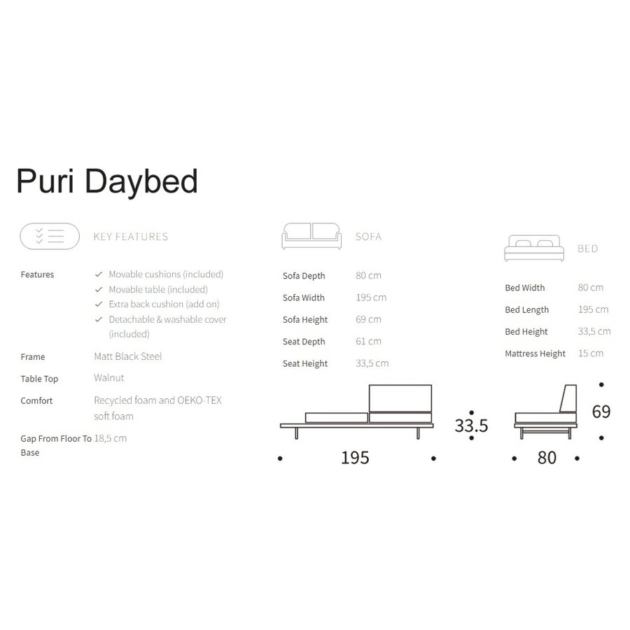 Puri Oker Bouclé / Walnoot Slaapbank Puri Oker Bouclé / Walnoot Slaapbank