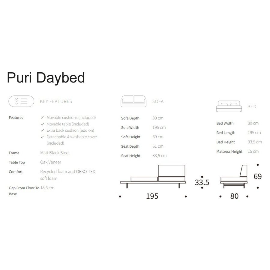 Puri Oker Bouclé / Eiken Slaapbank Puri Oker Bouclé / Eiken Slaapbank