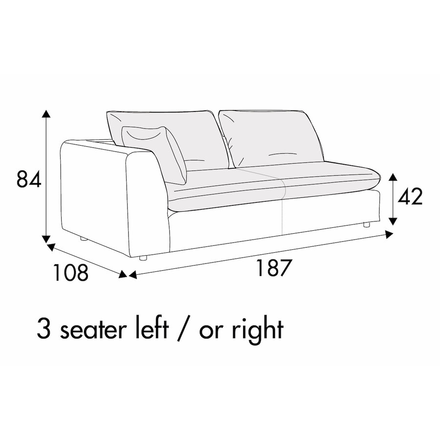 Milou 3-Zits 187 cm Links/Rechts Milou 3-Zits 187 cm Links/Rechts