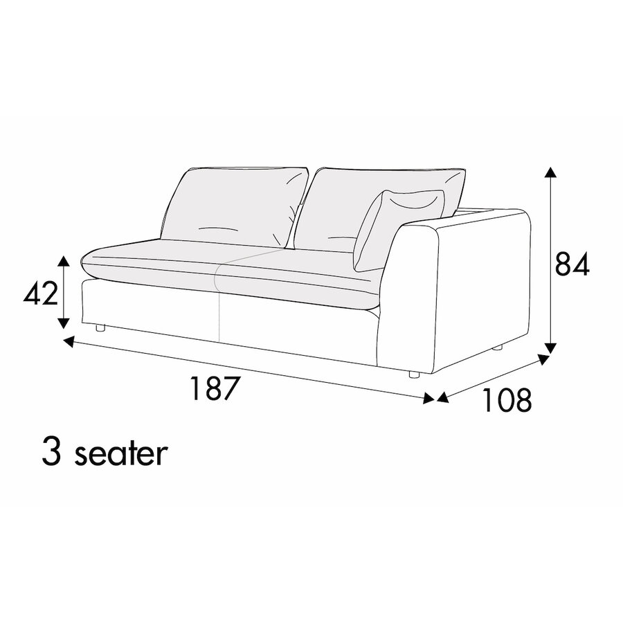 Milou 3-Zits 187 cm Links/Rechts Milou 3-Zits 187 cm Links/Rechts