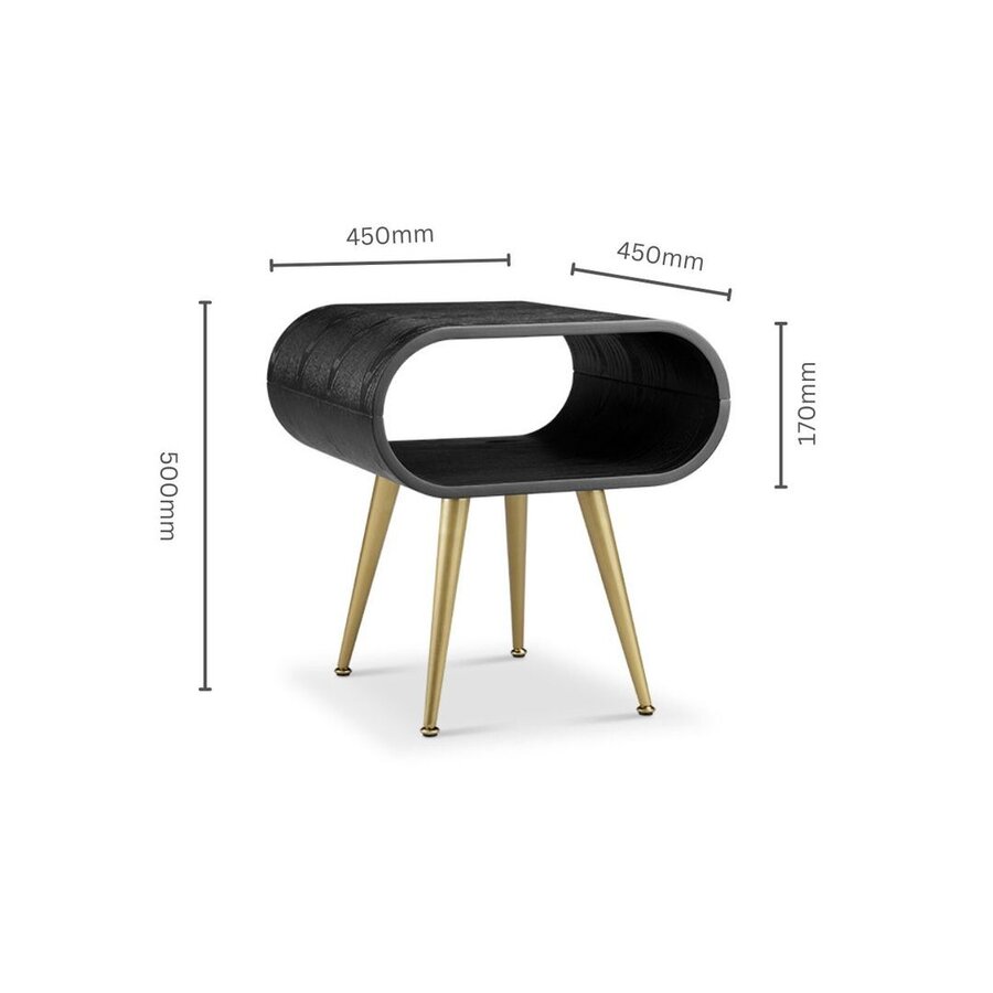 Auckland Zwart / Goud Bijzettafel