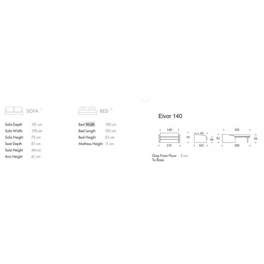 Eivor 140 x 195 cm Slaapbank Latte Eivor 140 x 195 cm Slaapbank Latte