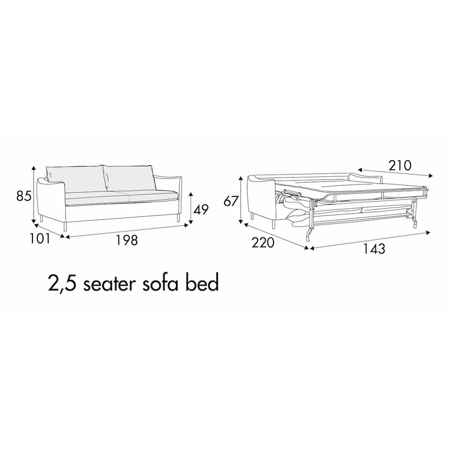 Frances 2,5 Zits Slaapbank 143 x 210 cm Frances 2,5 Zits Slaapbank 143 x 210 cm