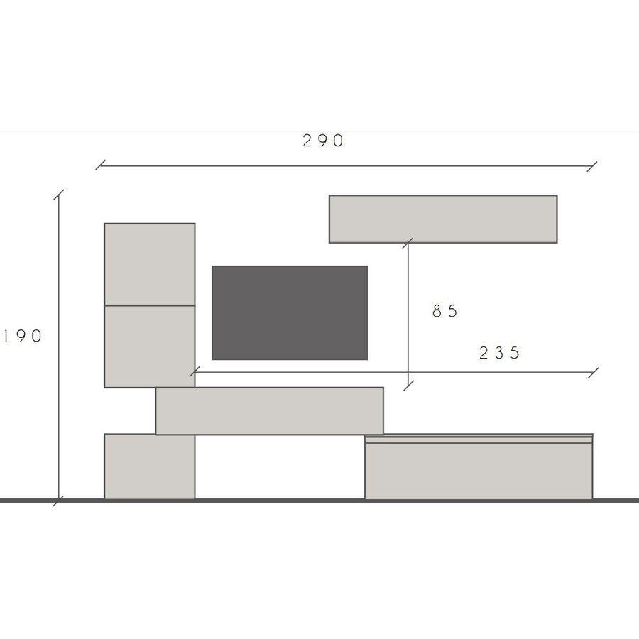 Infinity 2.0 Ardesia / Piombo TV Meubel Set 16 Infinity 2.0 Ardesia / Piombo TV Meubel Set 16