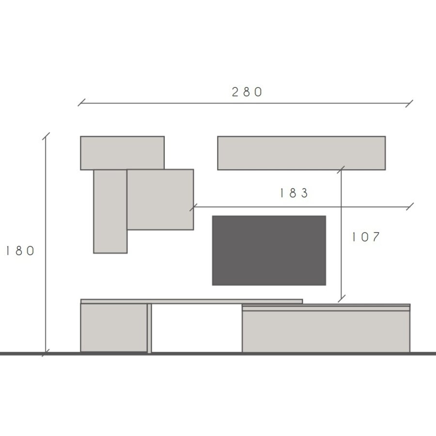 Infinity 2.0 Argilla/Lava/Eiken TV Meubel Set 34 Infinity 2.0 Argilla/Lava/Eiken TV Meubel Set 34