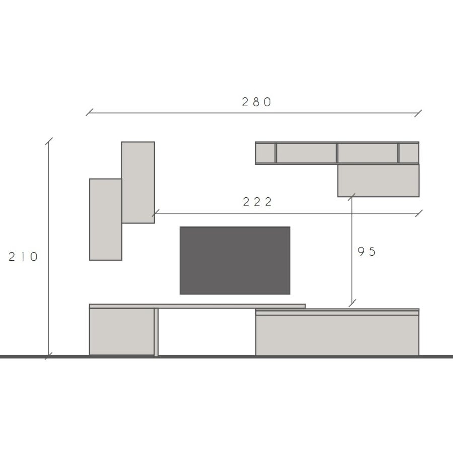 Infinity 2.0 Kadiz Eiken / Gesso TV Meubel Set 33 Infinity 2.0 Kadiz Eiken / Gesso TV Meubel Set 33