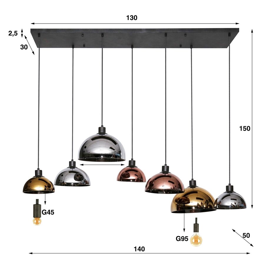 Tricolore Glazen Hanglamp 4+3 Disk Tricolore Glazen Hanglamp 4+3 Disk