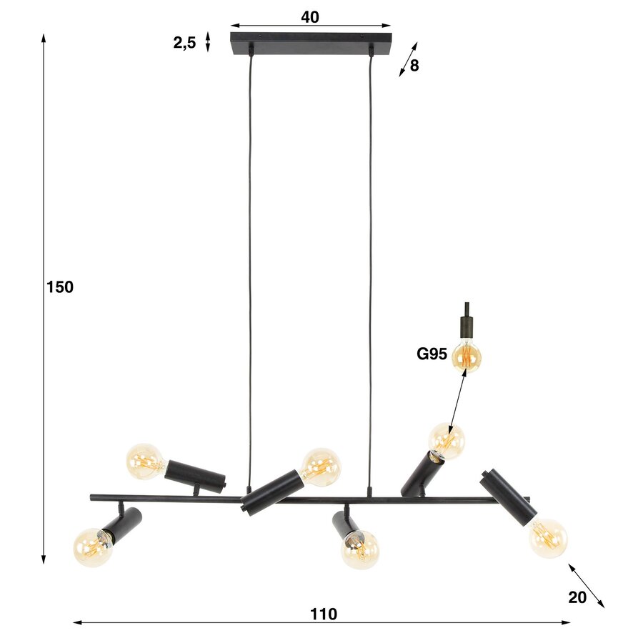 Point Houtskool Zwart Hanglamp 6L Point Houtskool Zwart Hanglamp 6L
