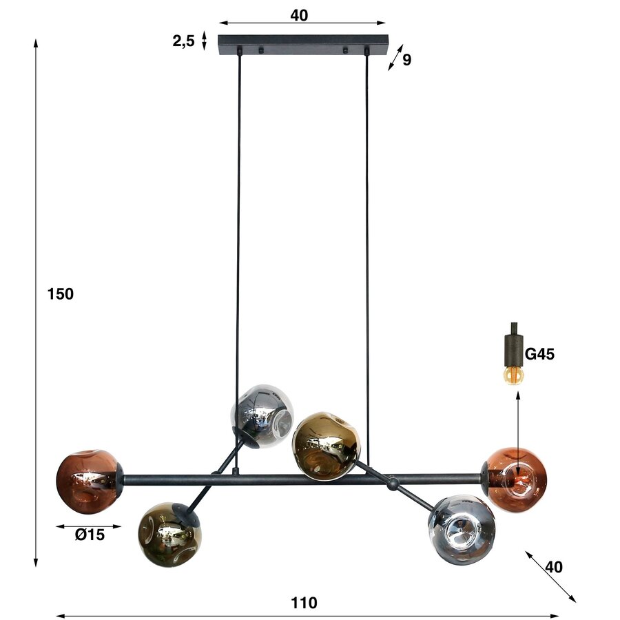 Molecule Mix Glass Hanglamp 6L Molecule Mix Glass Hanglamp 6L