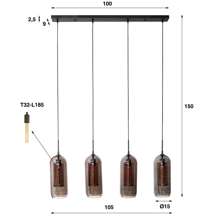 Tink Glas-Geperforeerd Staal Hanglamp 4L Tink Glas-Geperforeerd Staal Hanglamp 4L