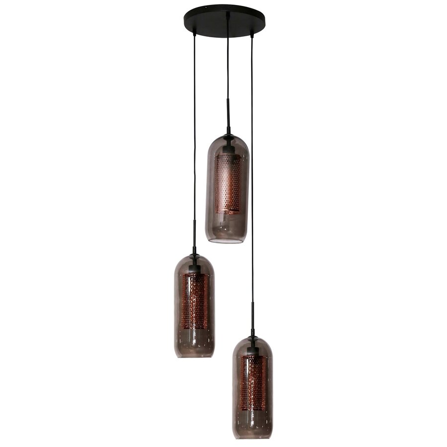 Tink Glas-Geperforeerd Staal Hanglamp 3L Getrapt Tink Glas-Geperforeerd Staal Hanglamp 3L Getrapt