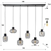 Mix Metaal Houtskool Zwart Hanglamp 3+3