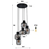 Mix Metaal Houtskool Zwart Hanglamp 5L Getrapt