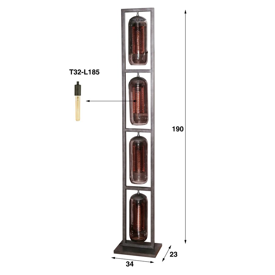 Tink Glas-Geperforeerd Staal Vloerlamp 4L Tower Tink Glas-Geperforeerd Staal Vloerlamp 4L Tower