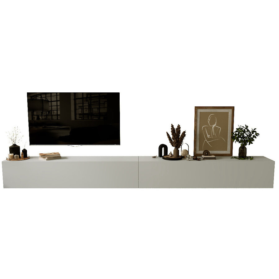 Valentino 276 cm Gesso TV Wandmeubel Valentino 276 cm Gesso TV Wandmeubel