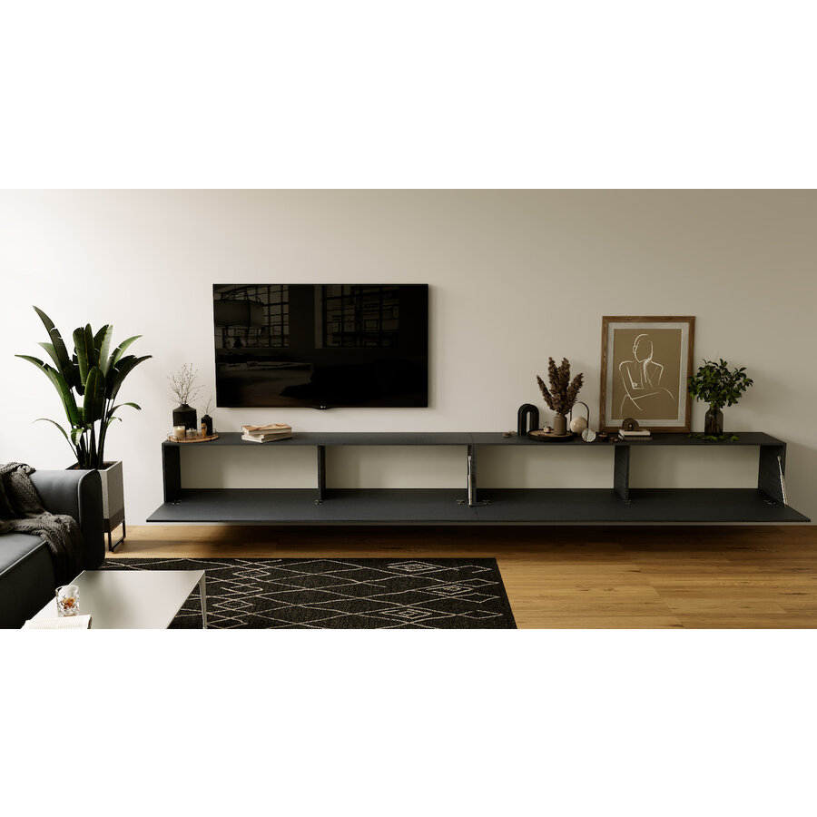 Valentino 276 cm Nero TV Wandmeubel Valentino 276 cm Nero TV Wandmeubel