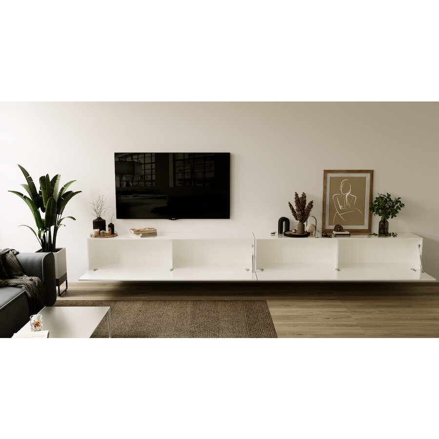 Valentino 276 cm Hoogglans Wit TV Wandmeubel