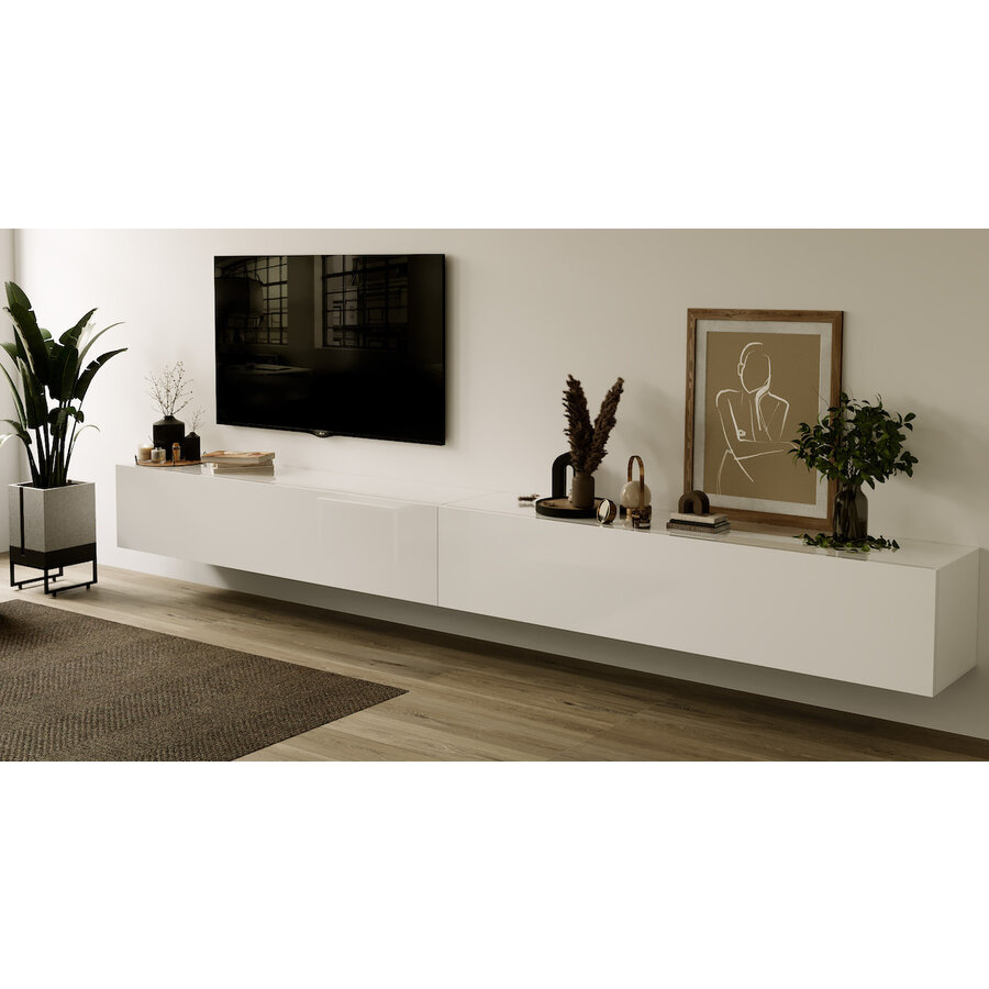 Valentino 276 cm Hoogglans Wit TV Wandmeubel Valentino 276 cm Hoogglans Wit TV Wandmeubel