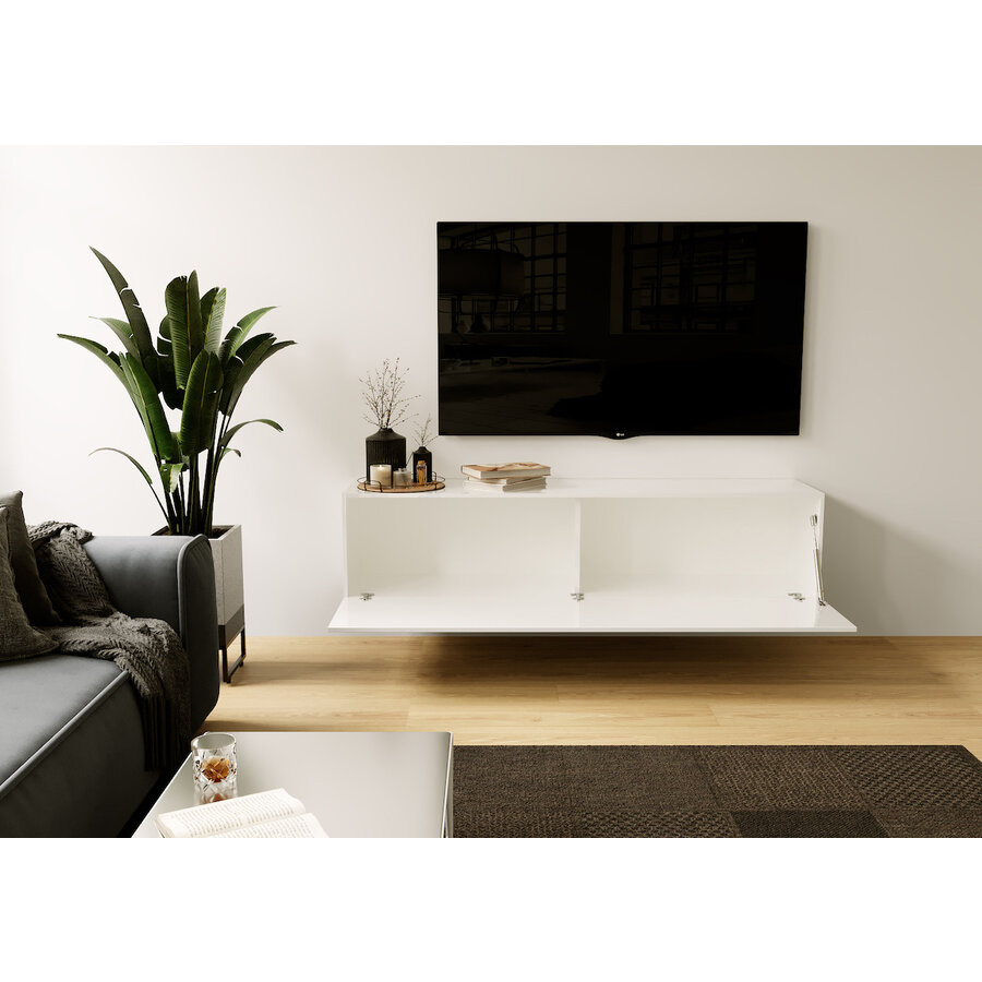 Valentino 138 cm Hoogglans Wit TV Wandmeubel Valentino 138 cm Hoogglans Wit TV Wandmeubel
