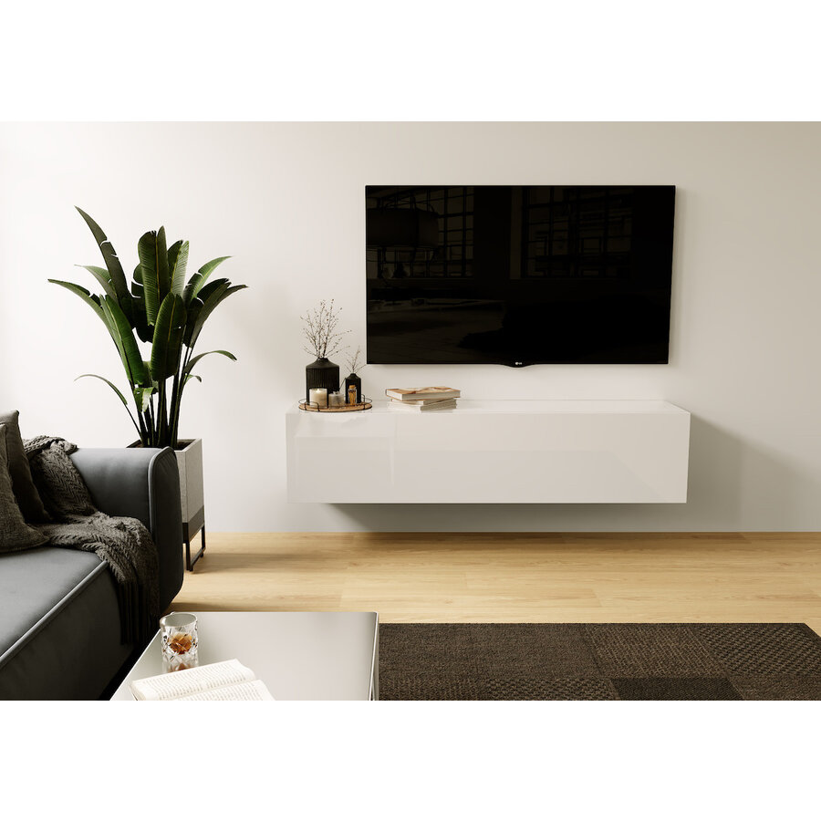 Valentino 138 cm Hoogglans Wit TV Wandmeubel Valentino 138 cm Hoogglans Wit TV Wandmeubel
