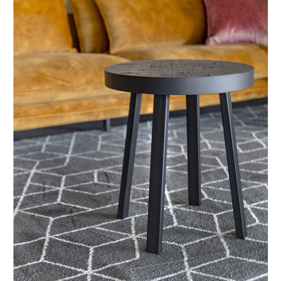 Black Herringbone Ronde Bijzettafel Tweedekans