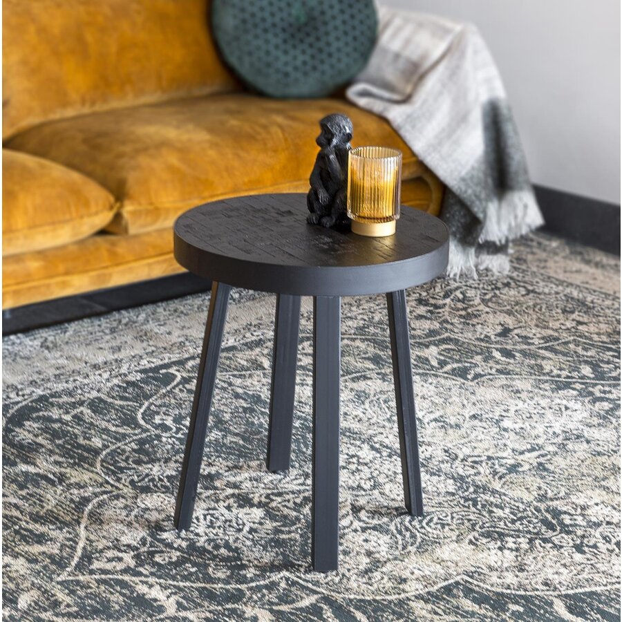 Black Herringbone Ronde Bijzettafel Tweedekans