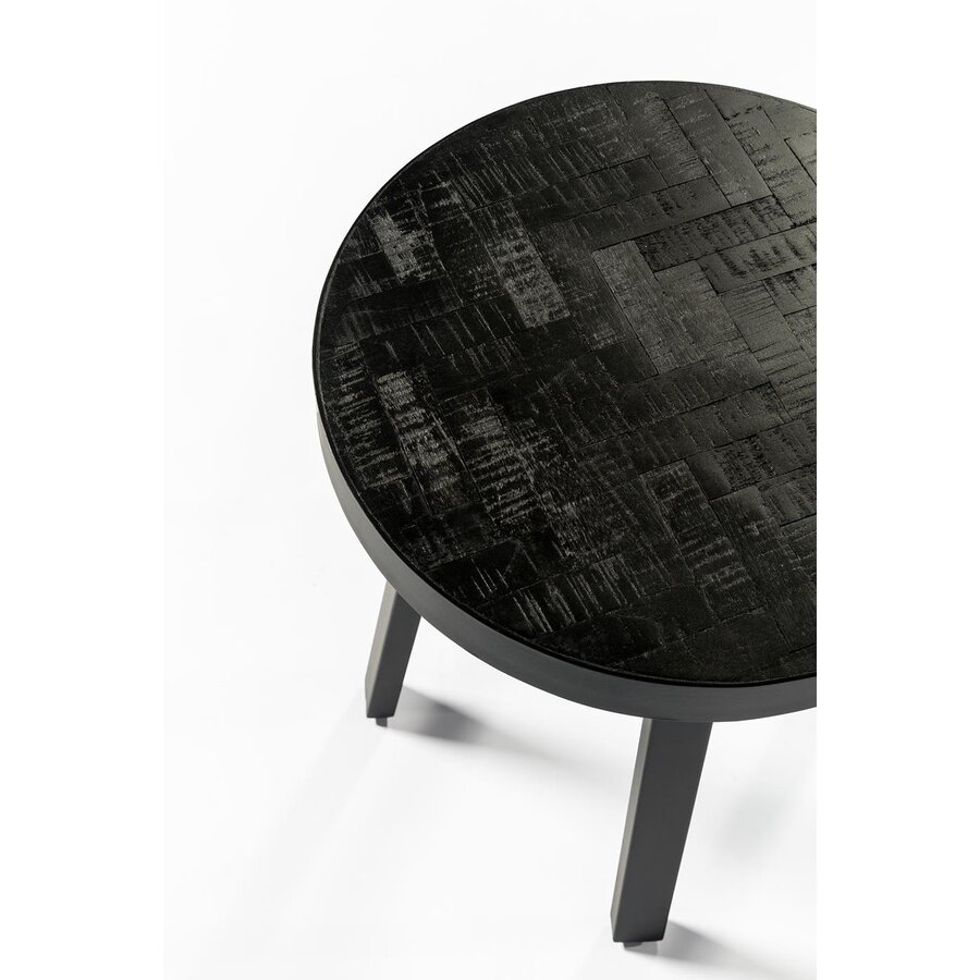 Black Herringbone Ronde Bijzettafel Tweedekans