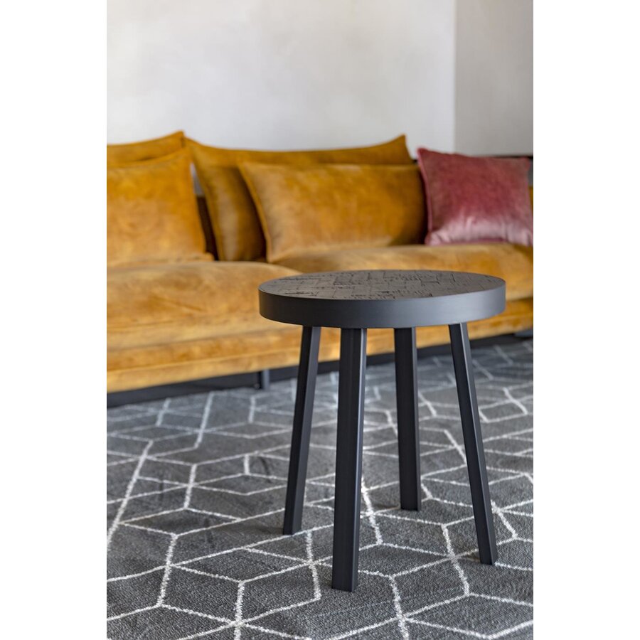 Black Herringbone Ronde Bijzettafel Tweedekans