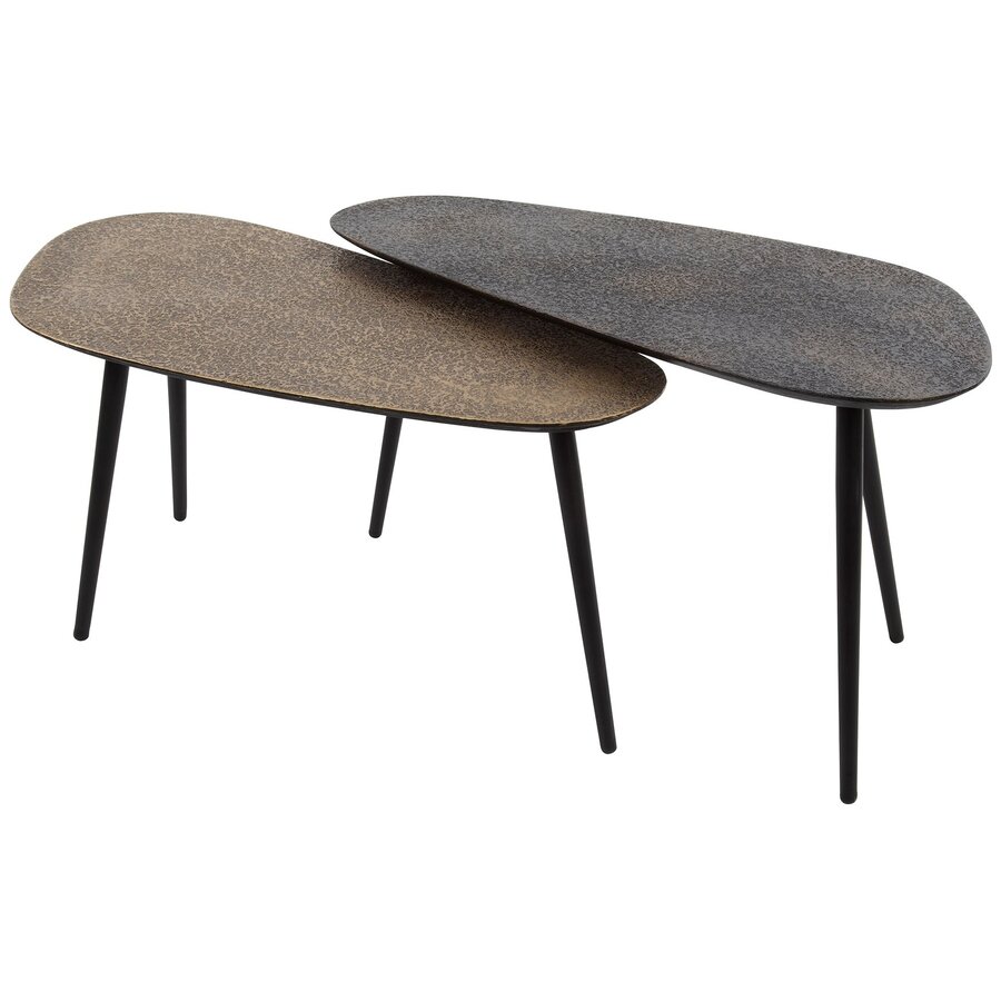 Chezelle Niervormig Salontafel Set Zwart/Brons Chezelle Niervormig Salontafel Set Zwart/Brons
