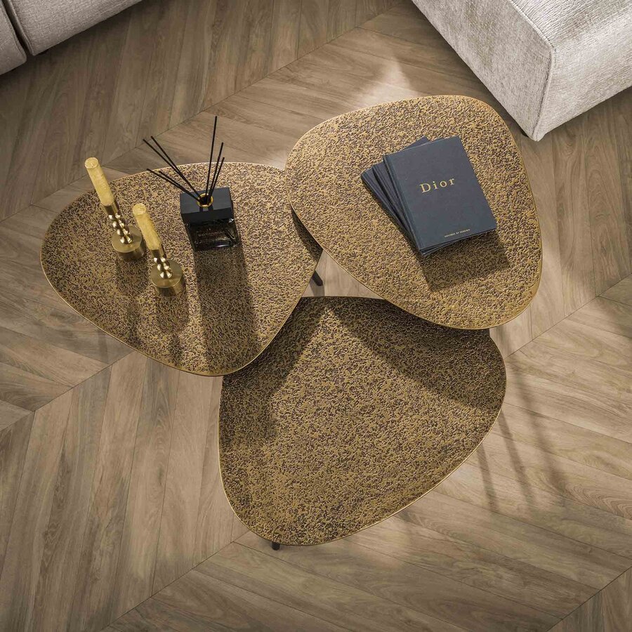 Chezelle Driehoekig Salontafel Set van 3 Brons Chezelle Driehoekig Salontafel Set van 3 Brons