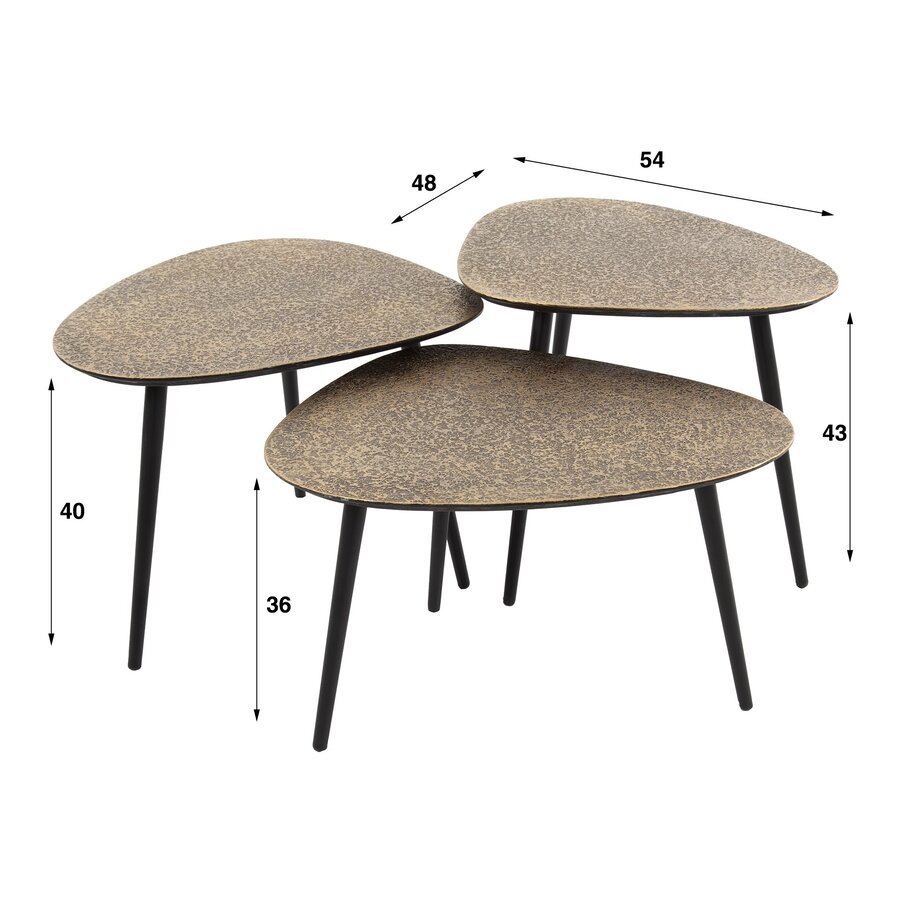 Chezelle Driehoekig Salontafel Set van 3 Brons Chezelle Driehoekig Salontafel Set van 3 Brons