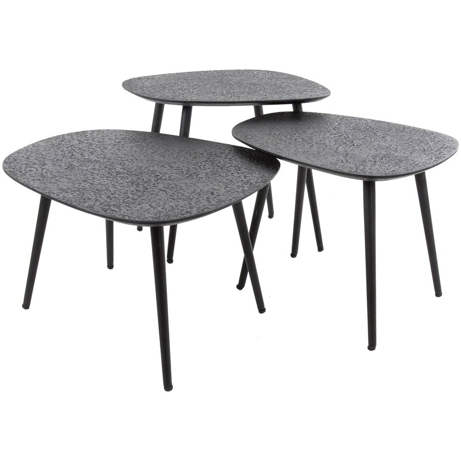 Chezelle Vierhoekig Salontafel Set van 3 Zwart Chezelle Vierhoekig Salontafel Set van 3 Zwart
