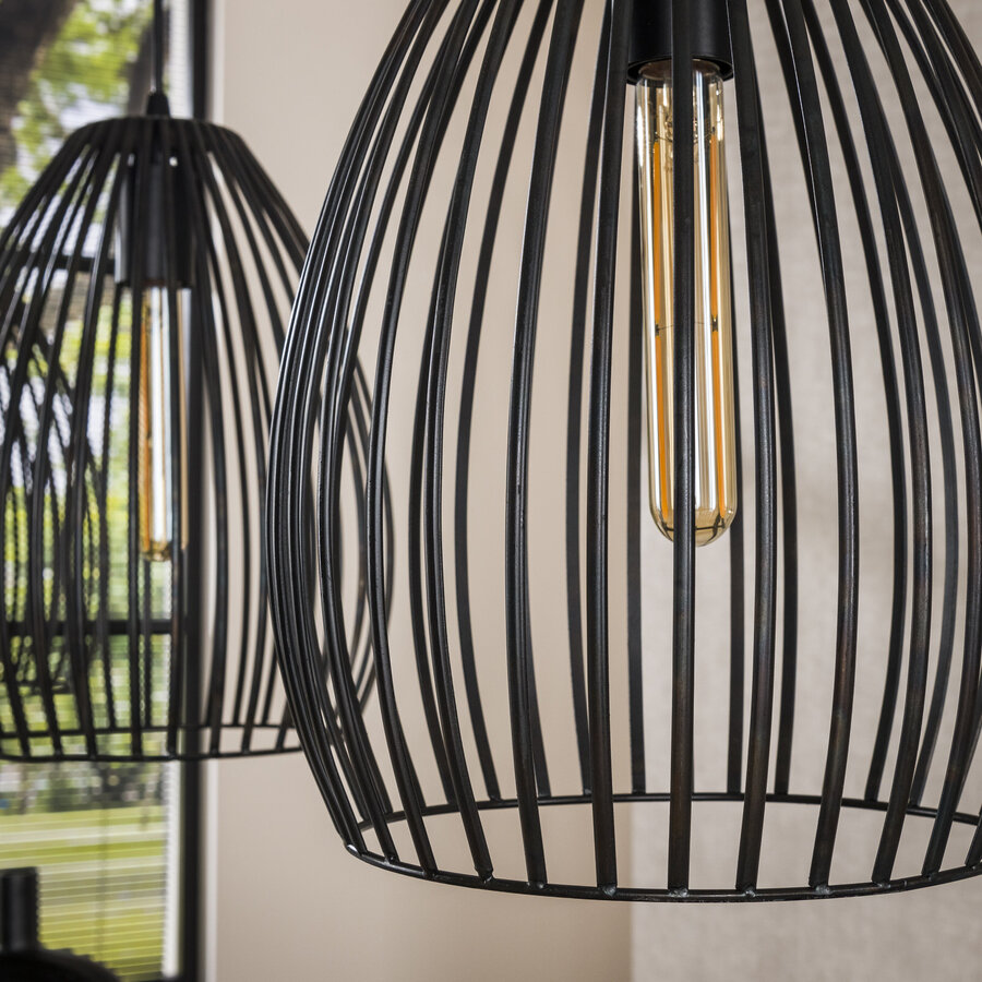Stripe Metaal Zwart Bruin Hanglamp 3L Stripe Metaal Zwart Bruin Hanglamp 3L