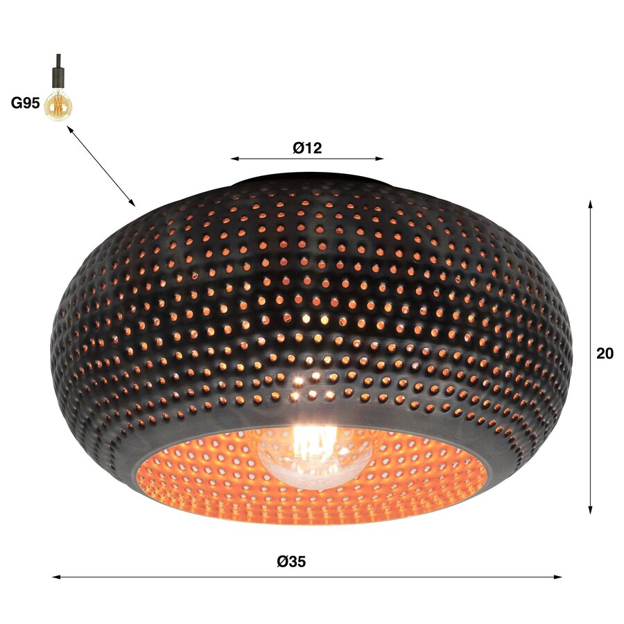 Punch Zwart Bruin Plafondlamp Ø35 Punch Zwart Bruin Plafondlamp Ø35