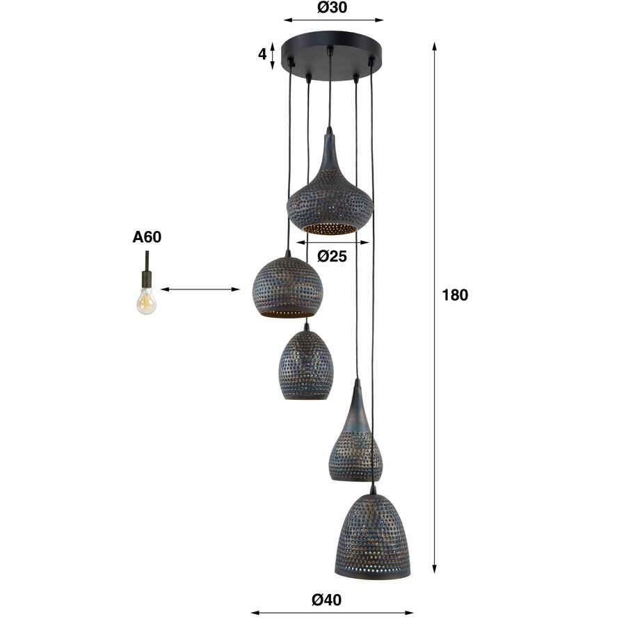 Punch Mix Zwart Bruin Hanglamp Getrapt Punch Mix Zwart Bruin Hanglamp Getrapt